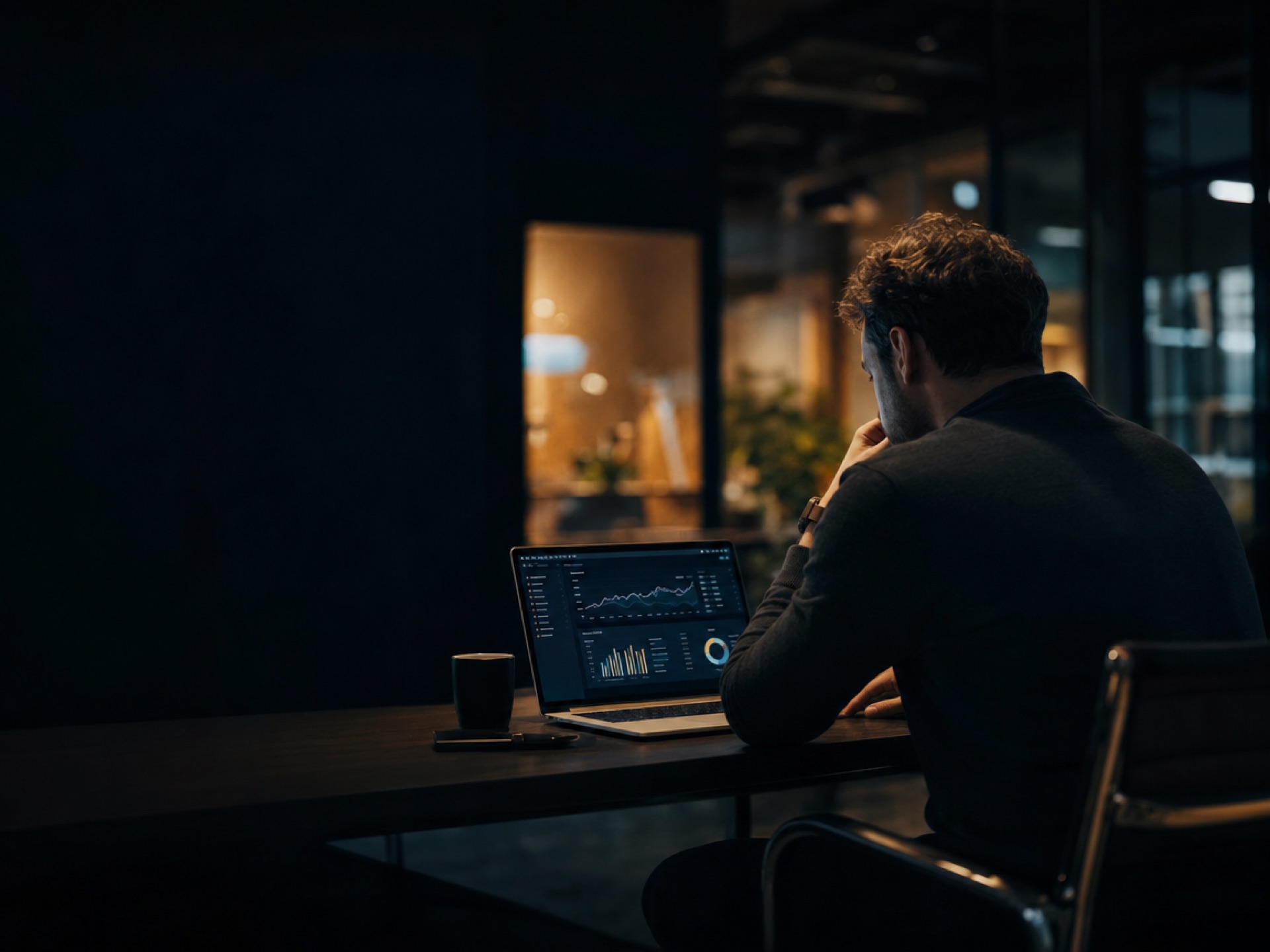 Founder reviewing an analytics dashboard on a laptop — SaaS product engagement